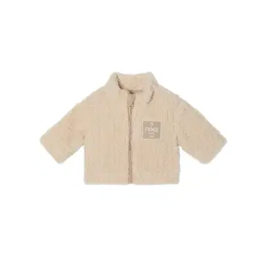 Fendi Beige teddy-effect wool baby jacket with tone-on-tone | Thumbnail 1