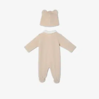 Fendi Beige chenille teddy bear baby set with playsuit and hat | Thumbnail 2