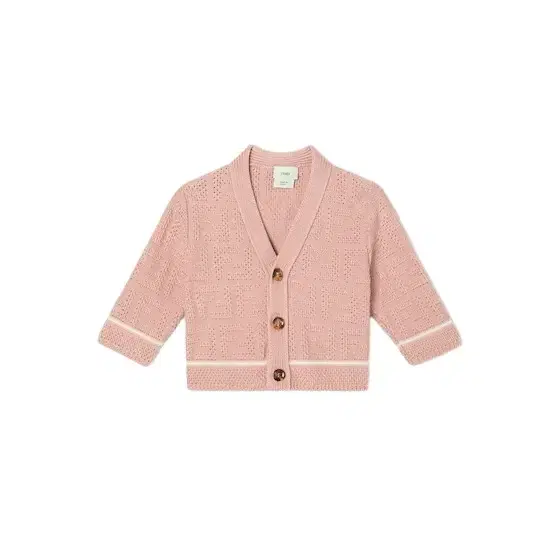 Fendi Pink cotton knit baby cardigan with tone-on-tone all-over