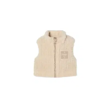 Fendi Beige teddy-effect wool baby gilet with tone-on-tone | Thumbnail 1