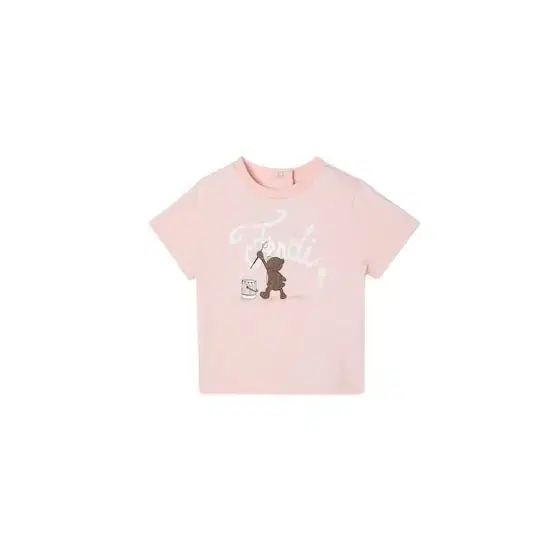 Pink jersey baby T-shirt featuring a teddy bear print