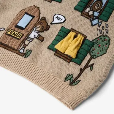 Fendi Beige cotton and cashmere knit baby jumper | Thumbnail 3
