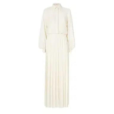 Fendi Long, flowing shirt dress with a plissé pleated skirt that | Thumbnail 1 Fendi Long, flowing shirt dress with a plissé pleated skirt that | Thumbnail 1