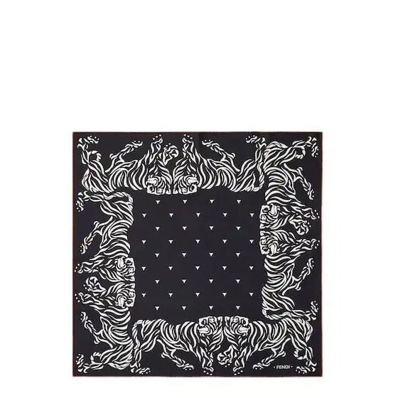 Square foulard with an archive Tiger motif printed with Square foulard with an archive Tiger motif printed with