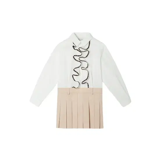 Junior dress with white cotton poplin long-sleeved shirt