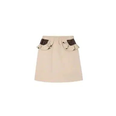 Fendi Junior beige gabardine midi skirt | Thumbnail 1