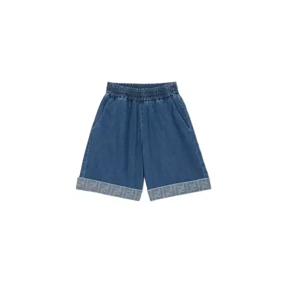 Blue denim baby Bermudas with turn-ups and tone-on-tone