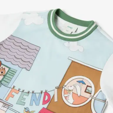 Fendi Junior cotton interlock T-shirt with oversized multicolour | Thumbnail 3