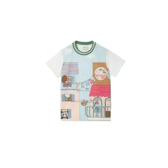 Fendi Junior cotton interlock T-shirt with oversized multicolour
