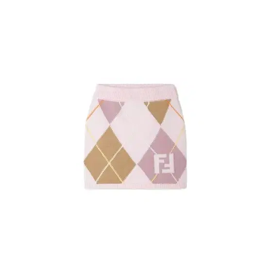 Fendi Junior wool knit mini skirt with multicolour Argyle motif