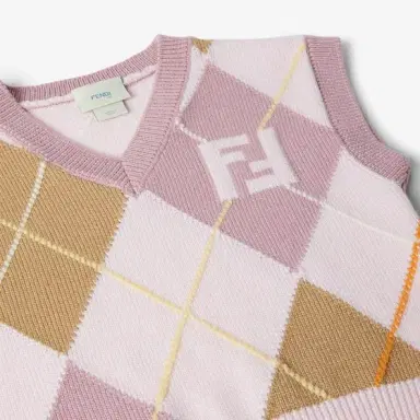 Fendi Junior wool knit gilet with multicolour Argyle motif | Thumbnail 3 Fendi Junior wool knit gilet with multicolour Argyle motif | Thumbnail 3