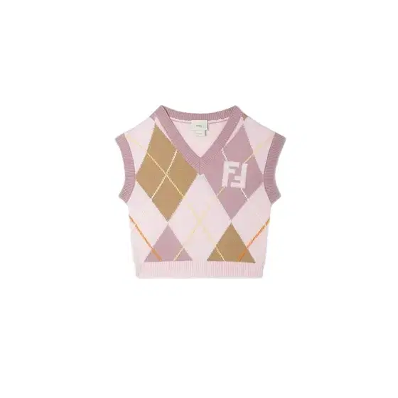 Junior wool knit gilet with multicolour Argyle motif