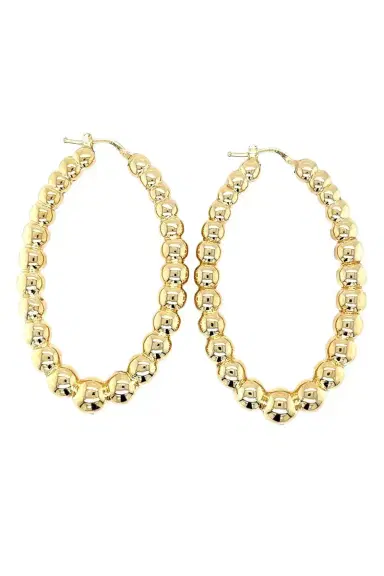 LISA NIK Golden Dreams Collection Beaded Oval Hoop Earrings | Thumbnail 1