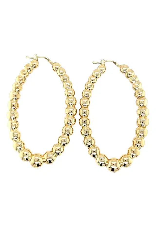 LISA NIK Golden Dreams Collection Beaded Oval Hoop Earrings