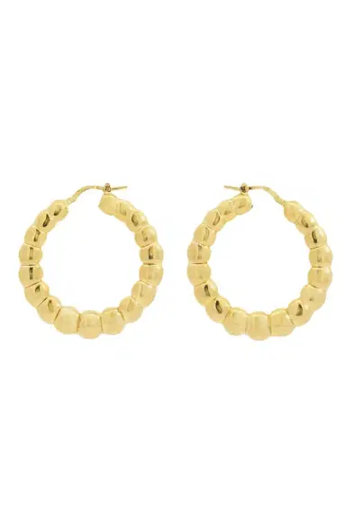 LISA NIK Golden Dreams Collection Beaded Round Hoop Earrings | Thumbnail 1 LISA NIK Golden Dreams Collection Beaded Round Hoop Earrings | Thumbnail 1