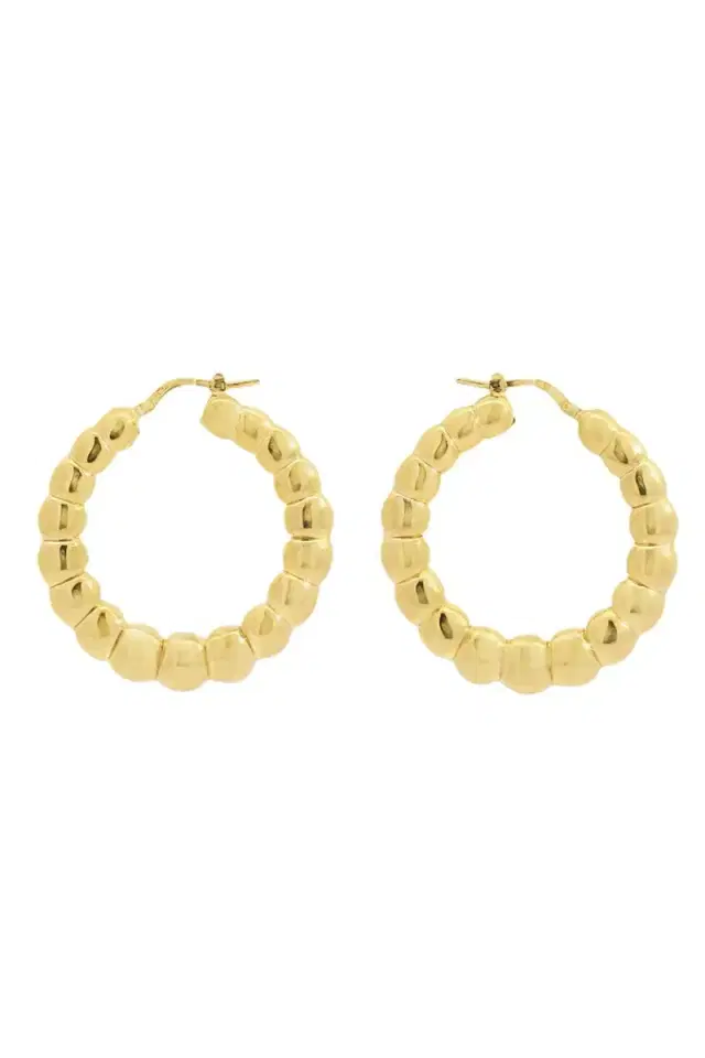 LISA NIK Golden Dreams Collection Beaded Round Hoop Earrings