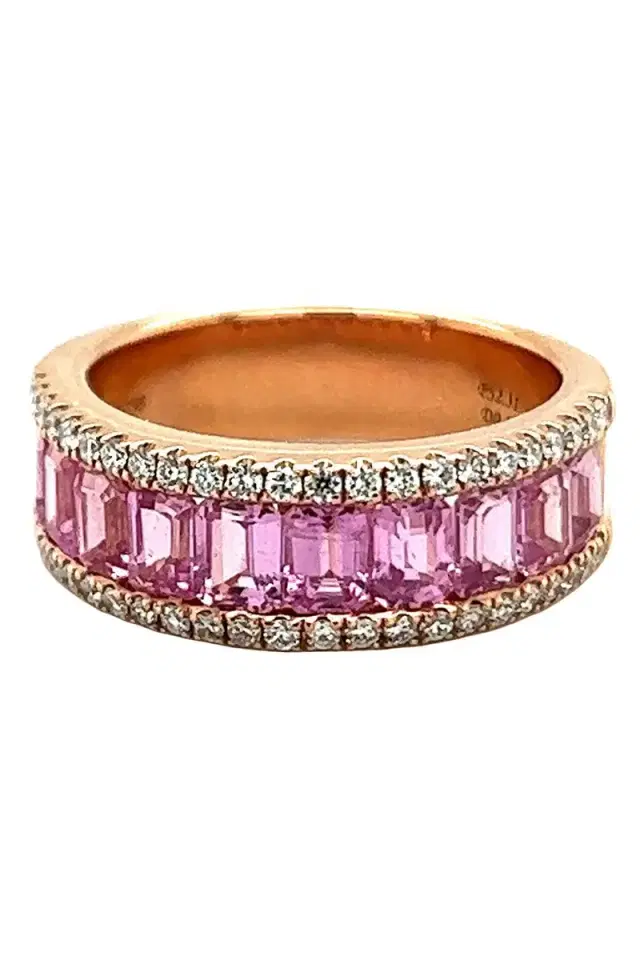 LISA NIK Pink Sapphire Diamonds Rainbow Collection Ring