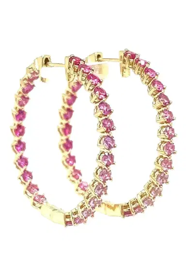 LISA NIK Pink Sapphire Rainbow Collection Hoop Earrings | Thumbnail 1