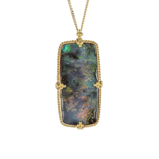 Amáli Amáli One of a Kind 18K Yellow Gold Boulder Opal Pendant Necklace by The Solist