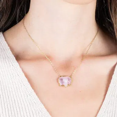 Amáli Amáli One of a Kind 18K Yellow Gold Pink Opal Elephant Pendant Necklace by The Solist | Thumbnail 4 Amáli Amáli One of a Kind 18K Yellow Gold Pink Opal Elephant Pendant Necklace by The Solist | Thumbnail 4
