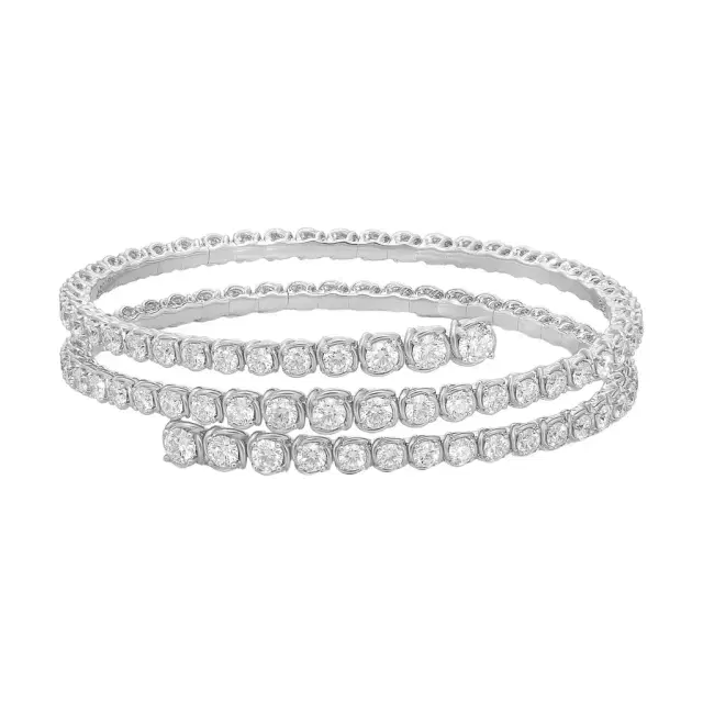 Ina Mar Ina Mar 18K White Gold 16.18 ctw. Round  Diamond Bangle Bracelet by The Solist