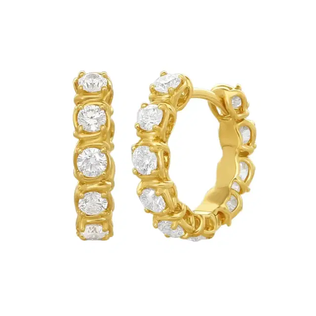 Ina Mar Ina Mar 18K Yellow Gold 1.10 ctw. Round Diamond Huggie Earrings by The Solist