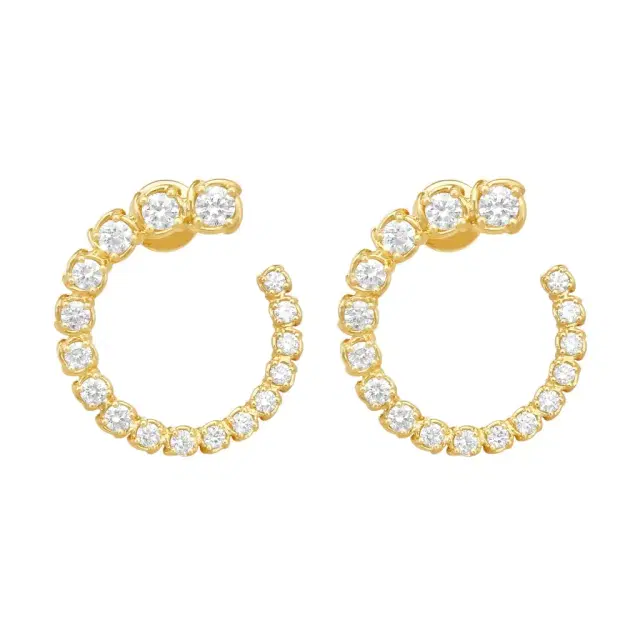 Ina Mar Ina Mar 18K Yellow Gold 3.58 ctw. Round Diamond Hoop Earrings by The Solist