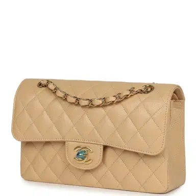 Chanel Chanel Small Classic Double Flap Bag Beige Caviar Light Gold Hardware | Thumbnail 5 Chanel Chanel Small Classic Double Flap Bag Beige Caviar Light Gold Hardware | Thumbnail 5