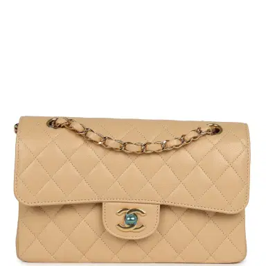 Chanel Chanel Small Classic Double Flap Bag Beige Caviar Light Gold Hardware | Thumbnail 1 Chanel Chanel Small Classic Double Flap Bag Beige Caviar Light Gold Hardware | Thumbnail 1