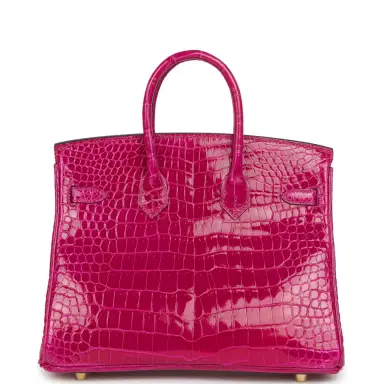 HERMÈS Hermes Birkin 25 Rose Sheherazade Shiny Porosus Crocodile Gold Hardware | Thumbnail 4 HERMÈS Hermes Birkin 25 Rose Sheherazade Shiny Porosus Crocodile Gold Hardware | Thumbnail 4
