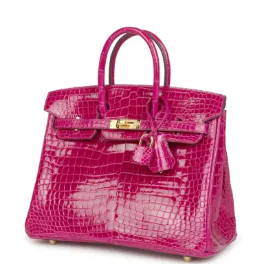 HERMÈS Hermes Birkin 25 Rose Sheherazade Shiny Porosus Crocodile Gold Hardware | Thumbnail 5 HERMÈS Hermes Birkin 25 Rose Sheherazade Shiny Porosus Crocodile Gold Hardware | Thumbnail 5