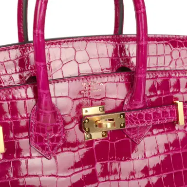 HERMÈS Hermes Birkin 25 Rose Sheherazade Shiny Porosus Crocodile Gold Hardware | Thumbnail 7 HERMÈS Hermes Birkin 25 Rose Sheherazade Shiny Porosus Crocodile Gold Hardware | Thumbnail 7