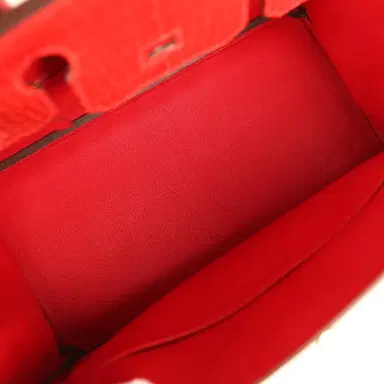 HERMÈS Hermes Birkin 30 Geranium Shiny Porosus Crocodile Gold Hardware | Thumbnail 8