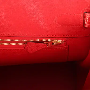 HERMÈS Hermes Birkin 30 Geranium Shiny Porosus Crocodile Gold Hardware | Thumbnail 9