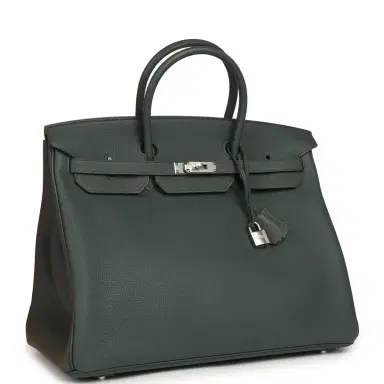 HERMÈS Hermes Birkin 40 Vert Mangrove Togo Palladium Hardware | Thumbnail 2