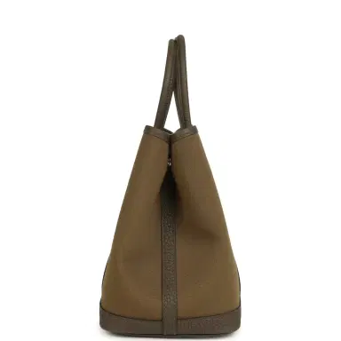 HERMÈS Hermes Garden Party 30 Vert Olive Toile Officier Canvas, Vert Loden Negonda Palladium Hardware | Thumbnail 3