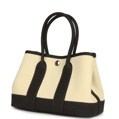 HERMÈS Hermes Garden Party Neo 23 Vanille Toile Officier Canvas and Bai Brun Negonda Palladium Hardware | Thumbnail 5