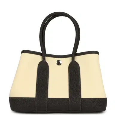 HERMÈS Hermes Garden Party Neo 23 Vanille Toile Officier Canvas and Bai Brun Negonda Palladium Hardware | Thumbnail 1