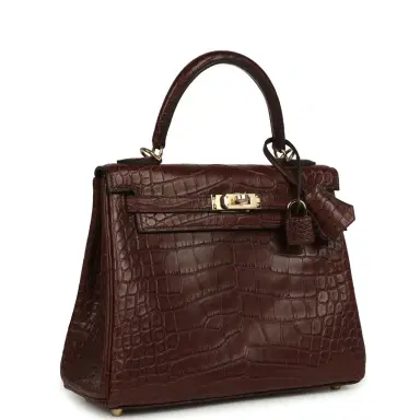 HERMÈS Hermes Kelly Retourne 25 Havane Matte Alligator Permabrass Hardware | Thumbnail 2