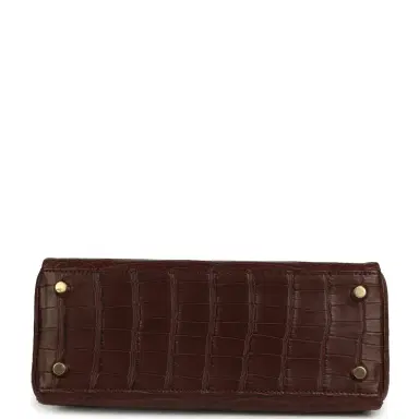 HERMÈS Hermes Kelly Retourne 25 Havane Matte Alligator Permabrass Hardware | Thumbnail 6