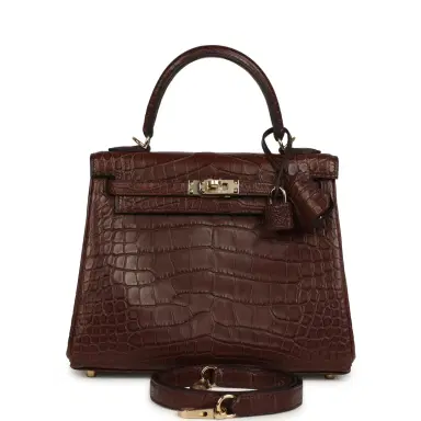 HERMÈS Hermes Kelly Retourne 25 Havane Matte Alligator Permabrass Hardware | Thumbnail 1