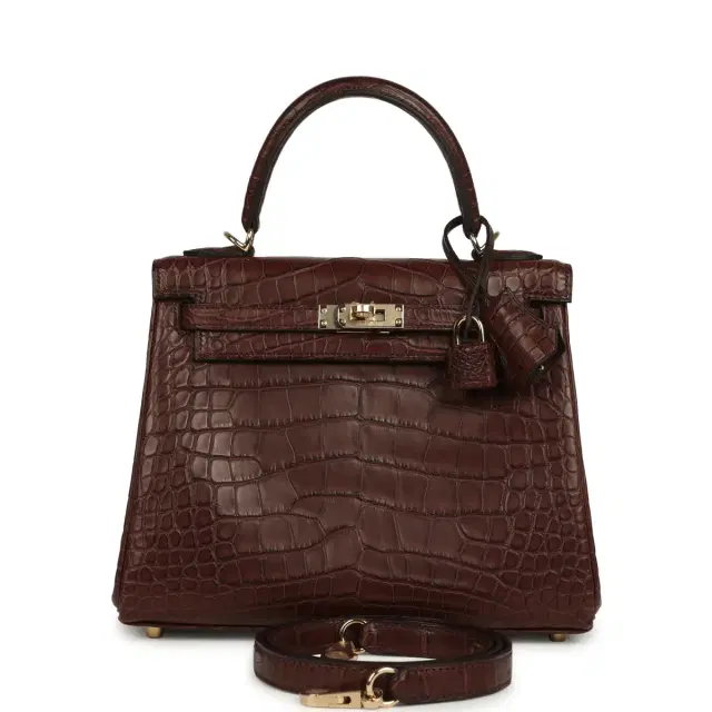 HERMÈS Hermes Kelly Retourne 25 Havane Matte Alligator Permabrass Hardware