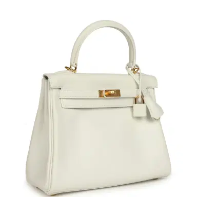 HERMÈS Hermes Kelly Retourne 25 New White Swift Gold Hardware | Thumbnail 2
