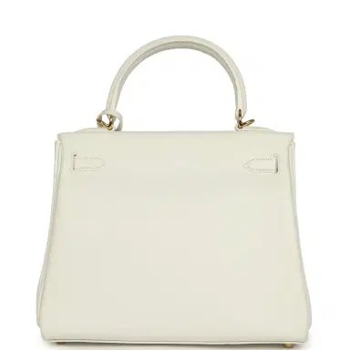 HERMÈS Hermes Kelly Retourne 25 New White Swift Gold Hardware | Thumbnail 4