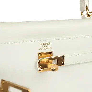 HERMÈS Hermes Kelly Retourne 25 New White Swift Gold Hardware | Thumbnail 7