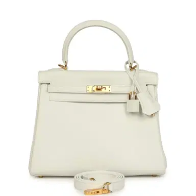 HERMÈS Hermes Kelly Retourne 25 New White Swift Gold Hardware | Thumbnail 1