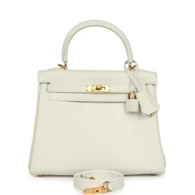 HERMÈS Hermes Kelly Retourne 25 New White Swift Gold Hardware