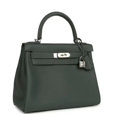 HERMÈS Hermes Kelly Retourne 28 Vert Mangrove Togo Palladium Hardware | Thumbnail 2