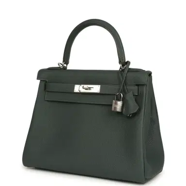 HERMÈS Hermes Kelly Retourne 28 Vert Mangrove Togo Palladium Hardware | Thumbnail 5