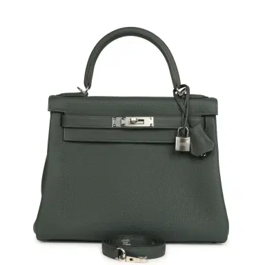 HERMÈS Hermes Kelly Retourne 28 Vert Mangrove Togo Palladium Hardware | Thumbnail 1